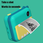 P1 Nessuna scheda Fotocamera istantanea per bambini 1200W Mini fotocamera digitale fotografica con doppia lente anteriore e posteriore (dinosauro verde), Green Dinosaur No Card, Pink Cat No Card, Green Dinosaur 16GB, Pink Cat 16GB, Green Dinosaur 32GB ...