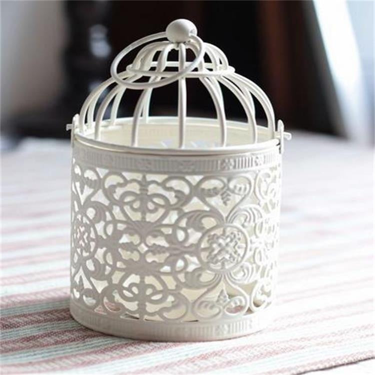 Antico creativo gabbia per uccelli candeliere ornamenti in ferro battuto modello di fiore cavo decorazione della casa artigianato