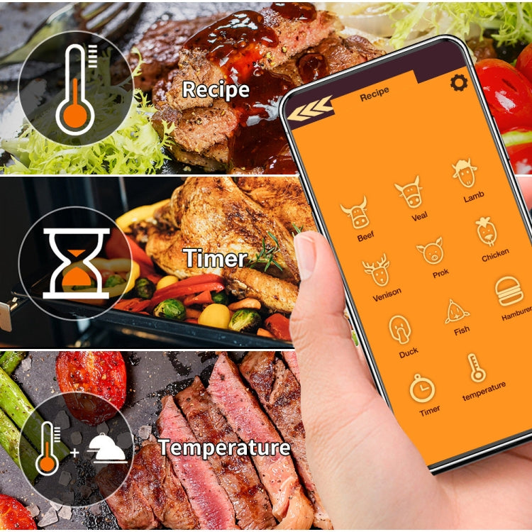TY530 BBQ Probe Wireless Bluetooth Termometro Mobile Phone APP Kitchen Food Barbecue Termometro da forno, Food Temperature Range: -40-100 degree