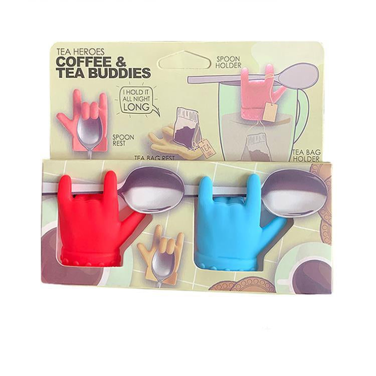 Porta cucchiaini da tè a forma di dito mignolo da 2 pezzi ， Consegna a colori casuali, Teaspoon Holder