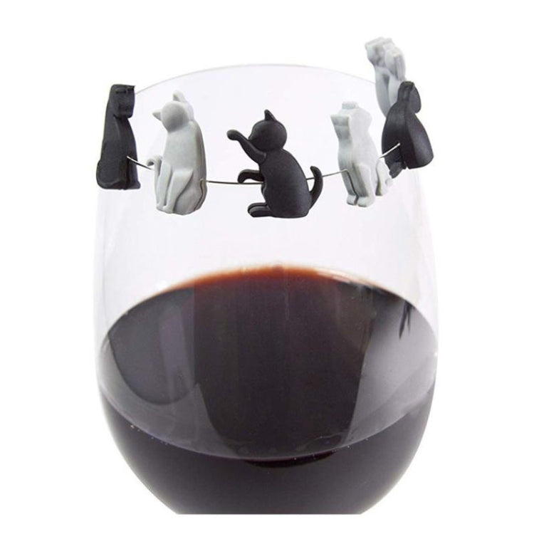 2 set Cat Drinks Wine Glass Marker Recognizer Bustina di tè da appendere, Cat