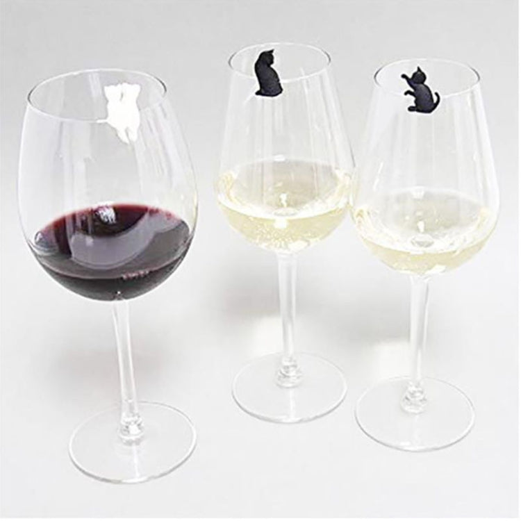 2 set Cat Drinks Wine Glass Marker Recognizer Bustina di tè da appendere, Cat
