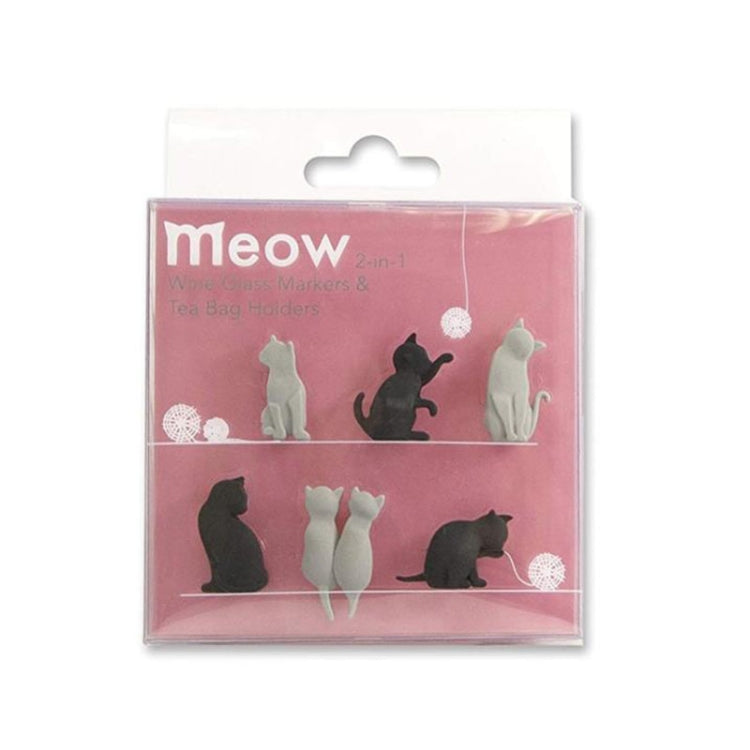 2 set Cat Drinks Wine Glass Marker Recognizer Bustina di tè da appendere, Cat