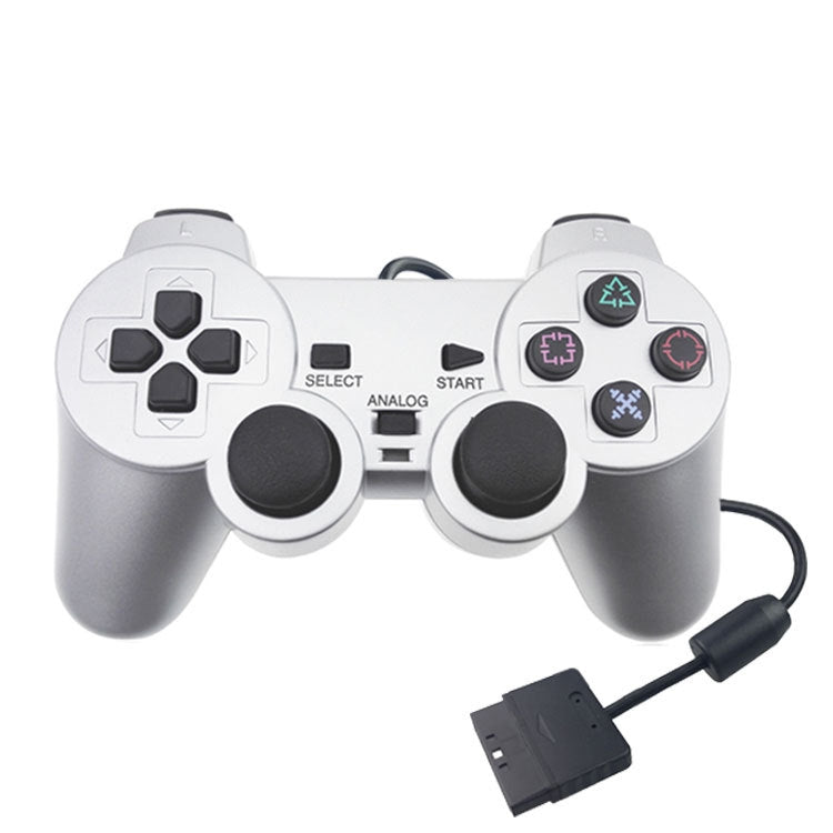 Gamepad cablato Dual Motor Vibration per PS2 argento