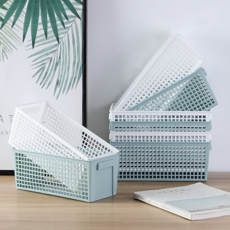 Cestino portaoggetti da scrivania e articoli vari da 6 pezzi Cestino portaoggetti rettangolare in plastica, Small （White）, Small （Light Green）, Large (White), Large（Llight Green）