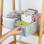Cestino portaoggetti da scrivania e articoli vari da 6 pezzi Cestino portaoggetti rettangolare in plastica, Small （White）, Small （Light Green）, Large (White), Large（Llight Green）