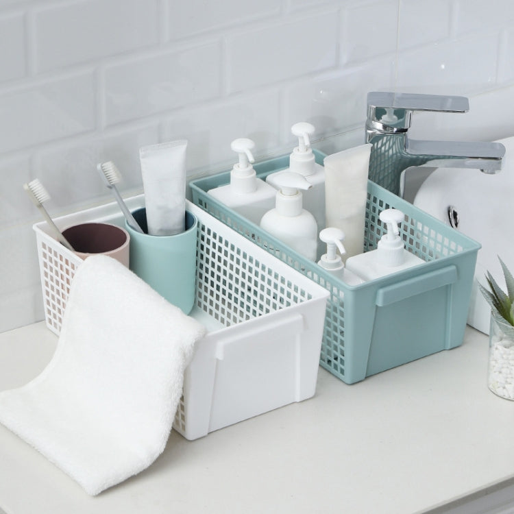 Cestino portaoggetti da scrivania e articoli vari da 6 pezzi Cestino portaoggetti rettangolare in plastica, Small （White）, Small （Light Green）, Large (White), Large（Llight Green）