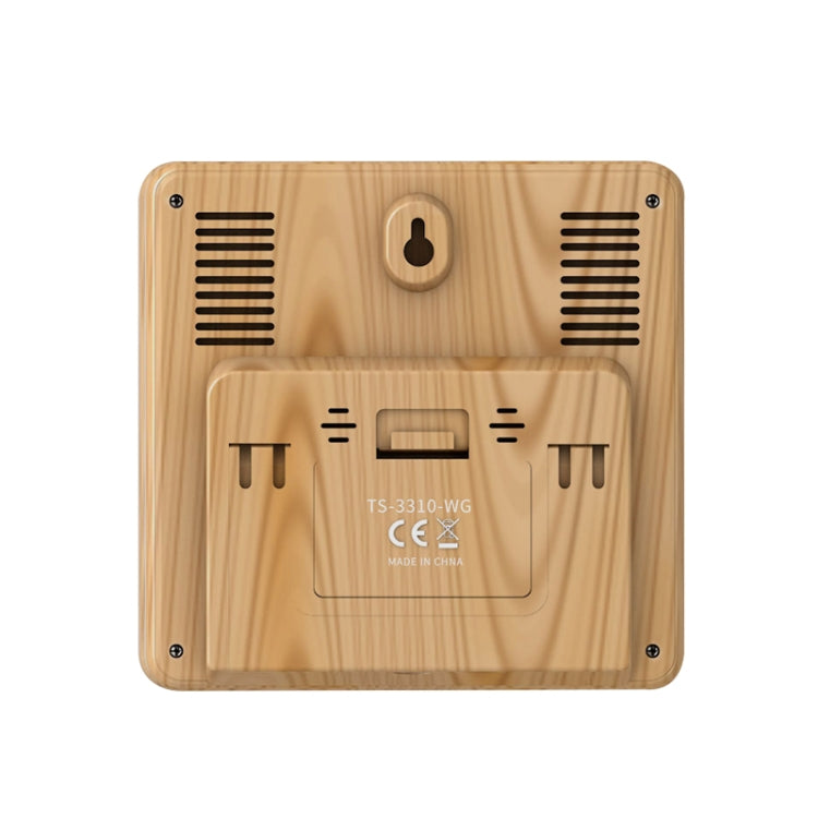 TS-3310 Orologio meteorologico wireless Orologio multifunzionale con schermo a colori Termometro touch screen creativo per la casa, Wood Grain, Black