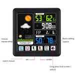 TS-3310 Orologio meteorologico wireless Orologio multifunzionale con schermo a colori Termometro touch screen creativo per la casa, Wood Grain, Black