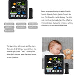 TS-3310 Orologio meteorologico wireless Orologio multifunzionale con schermo a colori Termometro touch screen creativo per la casa, Wood Grain, Black