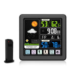 TS-3310 Orologio meteorologico wireless Orologio multifunzionale con schermo a colori Termometro touch screen creativo per la casa, Wood Grain, Black