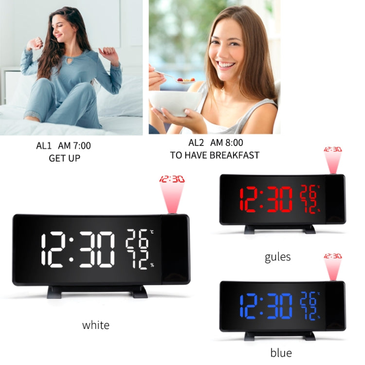 Sveglia con radioproiezione a tre colori Sveglia digitale USB Termometro e igrometro, Three-color Projection