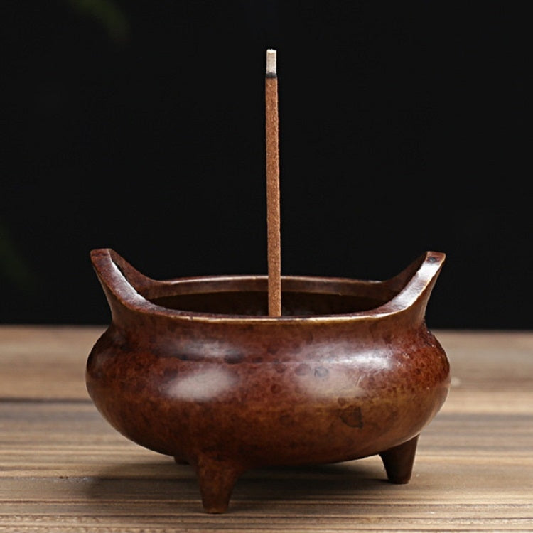 Bruciatore di incenso binaurale Bruciatore di incenso antico per interni in rame puro per uso domestico, Three-foot Xuande Furnace, Hand-played Vatican Incense Burner, Bowl-shaped Incense Burner