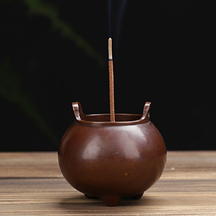 Bruciatore di incenso binaurale Bruciatore di incenso antico per interni in rame puro per uso domestico, Three-foot Xuande Furnace, Hand-played Vatican Incense Burner, Bowl-shaped Incense Burner