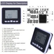 TS-FT002 Indicatore di livello del serbatoio dell'acqua elettronico ad ultrasuoni multifunzionale con indicatore di livello dell'acqua con display del termometro della temperatura interna, TS-FT002