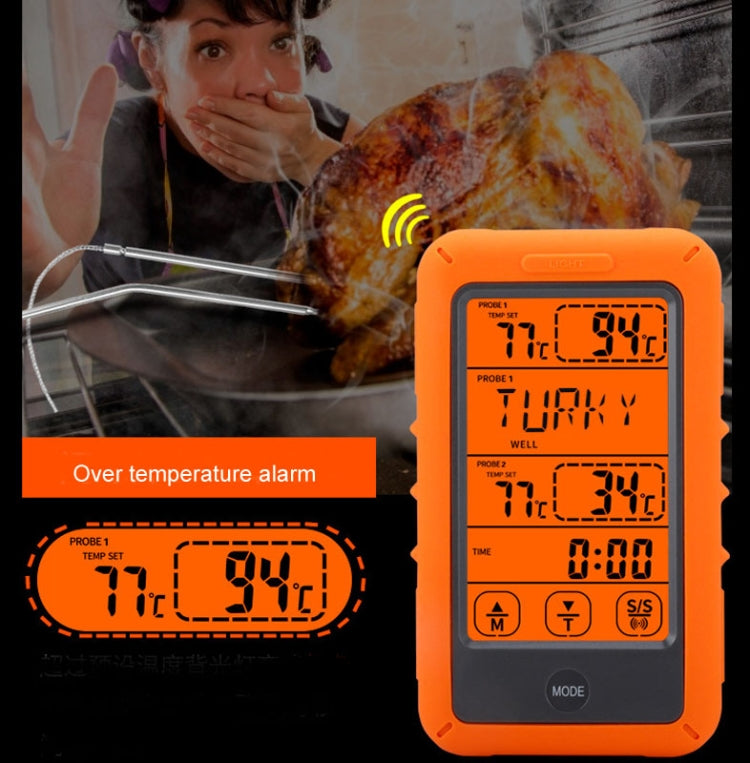 Termometro per alimenti wireless Touch screen per uso domestico Termometro da cucina a doppio canale per barbecue, TS-TP20