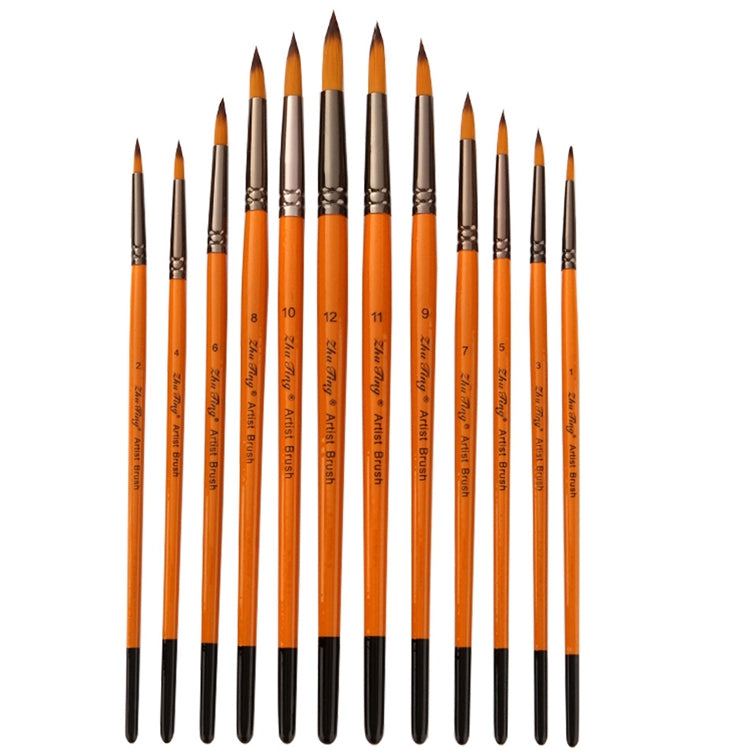 Set 12 pennelli nylon per pittura acquerello e olio