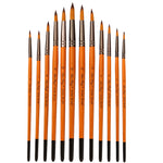 ZHU TING 12 PCS / Set Corto palo di legno in nylon per capelli Pennello per linea di ganci per acquerelli Pennello per pennellate per pittura a olio per unghie, Watercolor Hook Line Brush