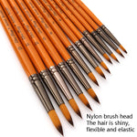 ZHU TING 12 PCS / Set Corto palo di legno in nylon per capelli Pennello per linea di ganci per acquerelli Pennello per pennellate per pittura a olio per unghie, Watercolor Hook Line Brush
