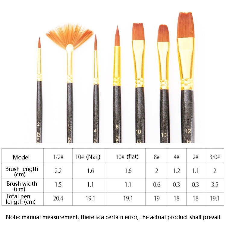 ZHU TING 21 pz/3 set pennelli in nylon pennelli per acquerello e pennelli per olio forniture per pittura artistica, 21 PCS / 3 Sets Nylon Brushes