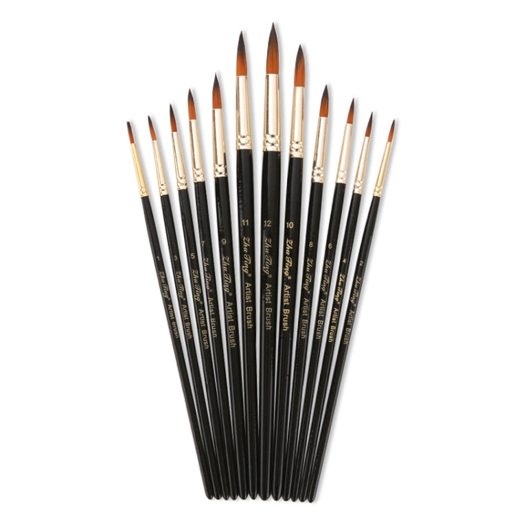 ZHU TING 12 pezzi/set penna per acquerello in nylon per capelli, pennello per guazzo dipinto per bambini, Nylon Hair Watercolor Pen