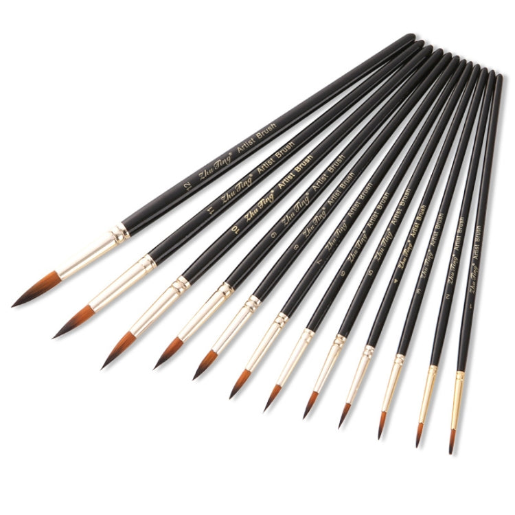 ZHU TING 12 pezzi/set penna per acquerello in nylon per capelli, pennello per guazzo dipinto per bambini, Nylon Hair Watercolor Pen