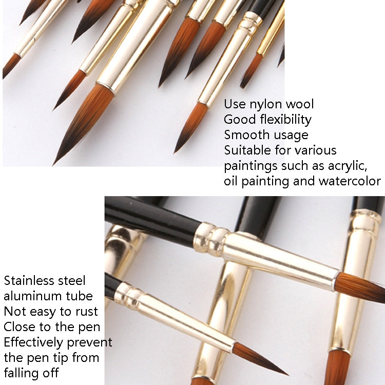 ZHU TING 12 pezzi/set penna per acquerello in nylon per capelli, pennello per guazzo dipinto per bambini, Nylon Hair Watercolor Pen