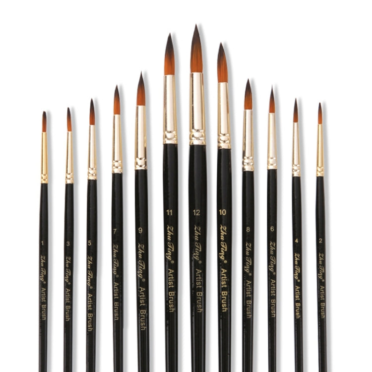 ZHU TING 12 pezzi/set penna per acquerello in nylon per capelli, pennello per guazzo dipinto per bambini, Nylon Hair Watercolor Pen
