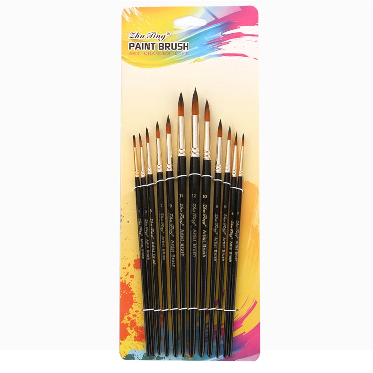 ZHU TING 12 pezzi/set penna per acquerello in nylon per capelli, pennello per guazzo dipinto per bambini, Nylon Hair Watercolor Pen