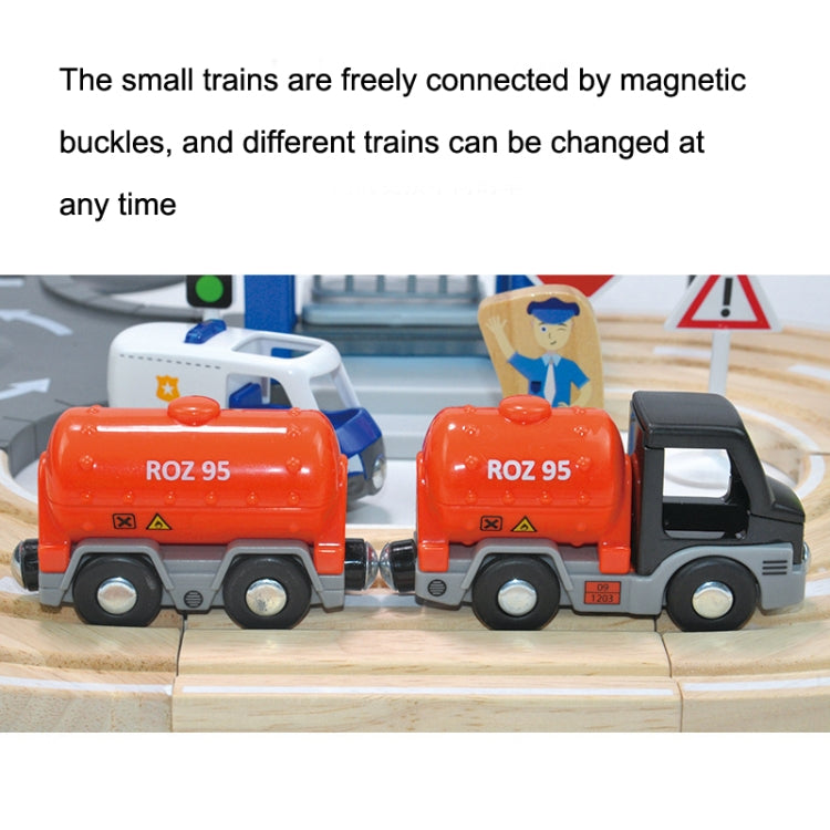 Set multifunzionale di binari stradali della stazione di polizia in legno Set di blocchi di costruzione per bambini Giocattoli educativi per la prima educazione, Police Station Road Track Set