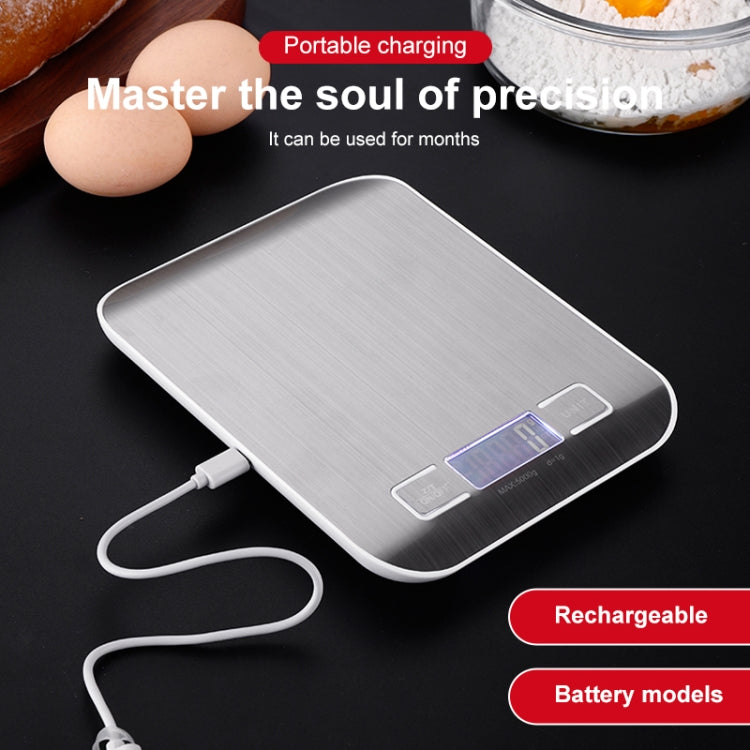 Bilancia elettronica da cucina portatile per piccoli alimenti in acciaio inossidabile, 5kg/1g (Battery Model White), 5kg/1g (Battery Model Black), 10kg/1g (Battery Model White), 5kg/1g (Rechargeable White), 10kg/1g (Rechargeable White)                 ...