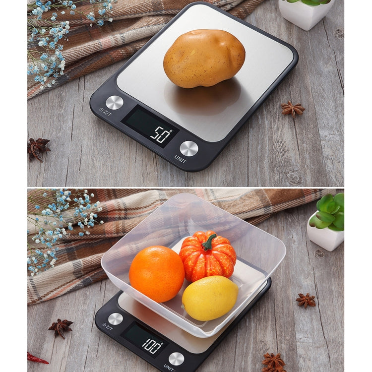 Piccola bilancia da cucina per alimenti, bilancia elettronica da cucina in acciaio inossidabile, 5kg/1g (Black), 10kg/1g (Black), 5kg/1g (White), 10kg/1g (White)