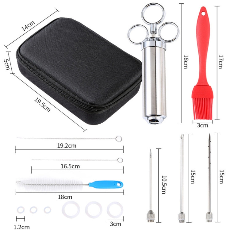 Set di aghi per tacchino con siringa per condimento in acciaio inossidabile 304., 14 in 1 with Storage Bag