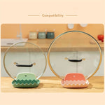 4 pezzi portabottiglie con coperchio per pentola, ripiano da cucina, staffa di stoccaggio, spatola, cucchiaio da zuppa, portabacchette, 4 PCS Orange, 4 PCS Green