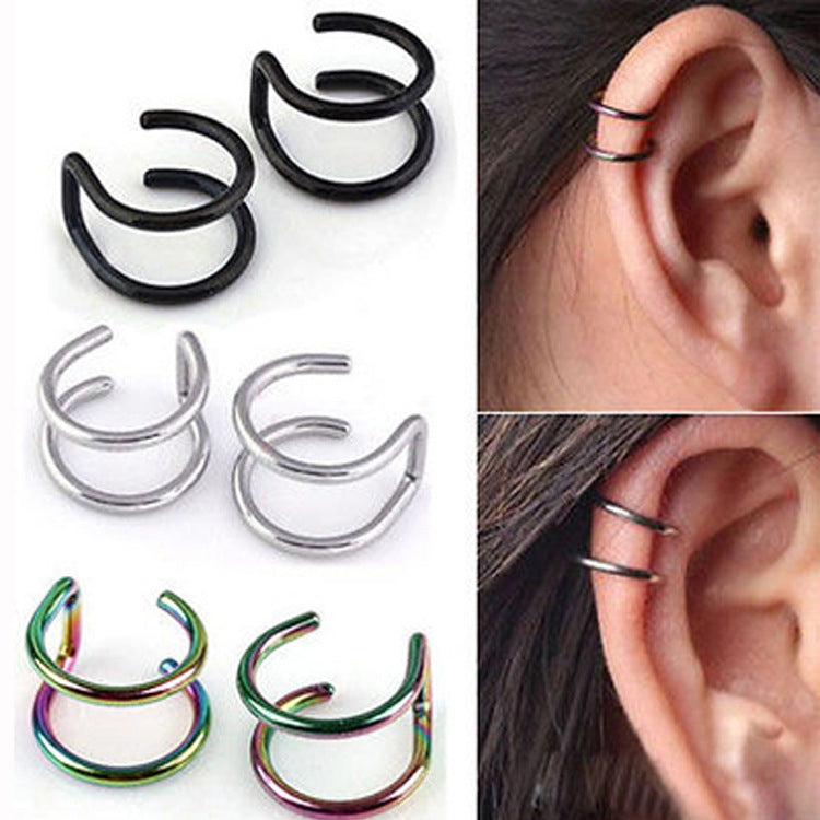 3 clip per orecchio punk rock, orecchini a forma di U, clip per naso