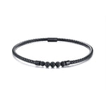 Collana con colletto in pelle con pietra lavica con chiusura magnetica in acciaio inossidabile NC441, NC441