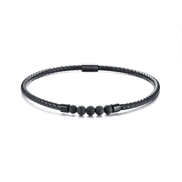 Collana con colletto in pelle con pietra lavica con chiusura magnetica in acciaio inossidabile NC441, NC441
