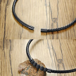 Collana con colletto in pelle con pietra lavica con chiusura magnetica in acciaio inossidabile NC441, NC441