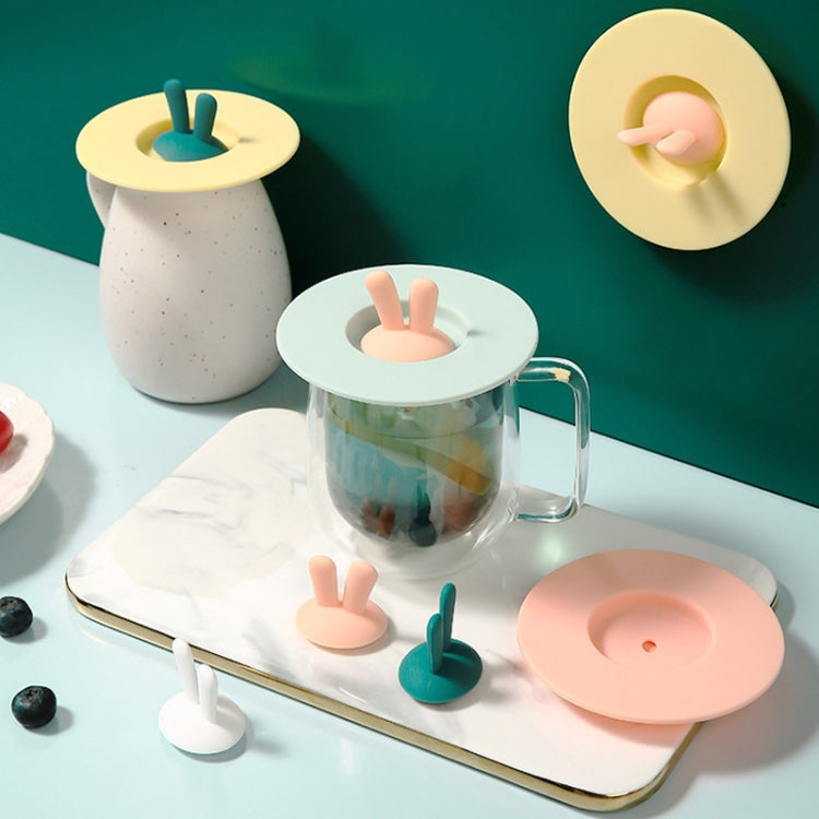 3 pezzi di orecchie da coniglio per uso alimentare a forma di coperchio della tazza in silicone, coperchio di tenuta, tazza di cartone animato, coperchio a prova di perdite antipolvere