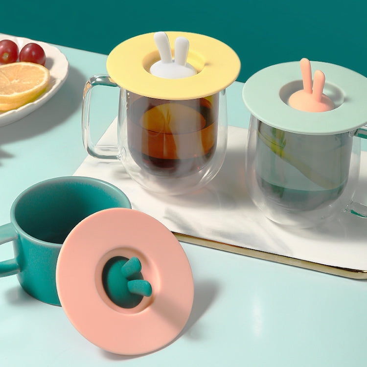 3 pezzi di orecchie da coniglio per uso alimentare a forma di coperchio della tazza in silicone, coperchio di tenuta, tazza di cartone animato, coperchio a prova di perdite antipolvere