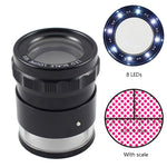 Lente d'ingrandimento 10x con 8 luci LED e scala graduata
