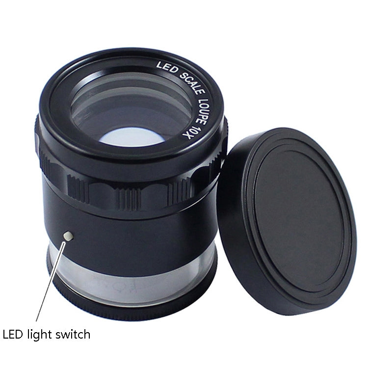 Lente d'ingrandimento 10x con 8 luci LED e scala graduata