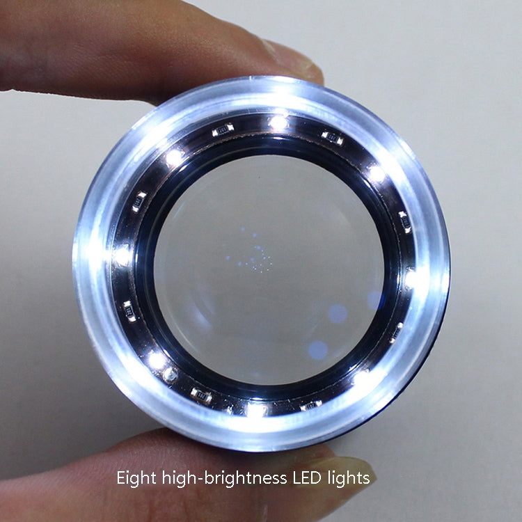 Lente d'ingrandimento 10x con 8 luci LED e scala graduata