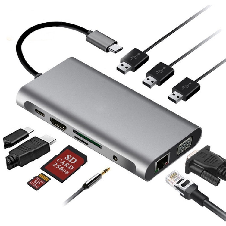 Docking station multifunzione di tipo C 10 in 1 HUB di ricarica rapida PD, 10 in 1