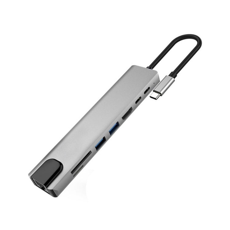 WC7367 8 in 1 87W da tipo C a PD+USB3.0x2+SD+TF+HDMI+RJ45+tipo-c Docking Station HUB, WC7367