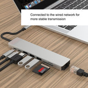 WC7367 8 in 1 87W da tipo C a PD+USB3.0x2+SD+TF+HDMI+RJ45+tipo-c Docking Station HUB, WC7367