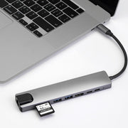 WC7367 8 in 1 87W da tipo C a PD+USB3.0x2+SD+TF+HDMI+RJ45+tipo-c Docking Station HUB, WC7367