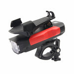 Luce per bicicletta da 500LM, supporto per telefono cellulare, luce anteriore da guida multifunzione con clacson, 4000 mAh (Black), 4000 mAh (Black Red), 4000 mAh (Black Blue), 4000 mAh (Black Orange), 2400 mAh (Black Red), 2400 mAh (Black Blue)       ...