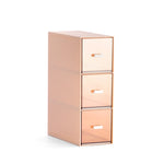 Scatola portaoggetti per cassetti da scrivania Cosmetici Ufficio Studenti Cancelleria Pen Dormitorio Scaffale da scrivania a tre griglie, Coral Powder, Ivory White, Glacier Blue