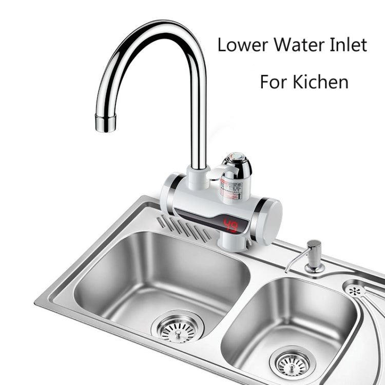 Rubinetto elettrico istantaneo per acqua calda da cucina, scaldabagno caldo e freddo, spina europea, Lamp Display Lower Water Inlet, Lamp Display Side Water Inlet, Lamp Display Leakage Protection Lower Water Inlet                                       ...